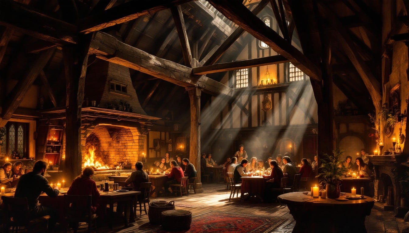 Busy tavern hall